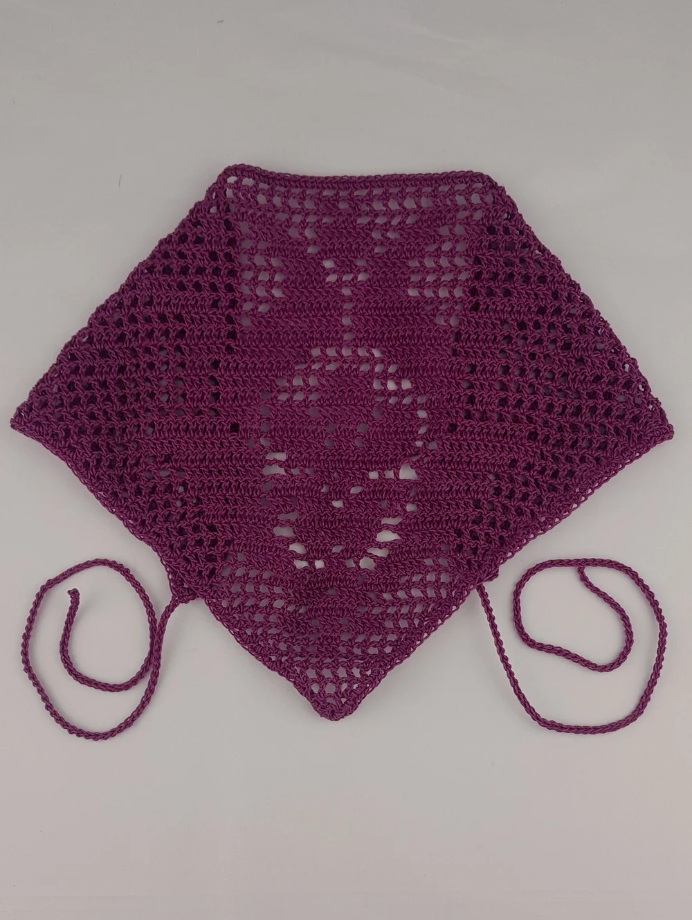 Handcrafted Crochet Purple Filet Dragonfruit Head Bandana Kerchief Tie Back